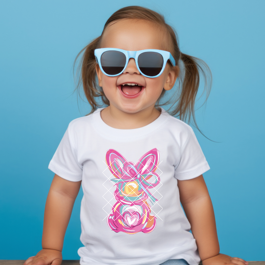 Pink Brush Strokes Bunny Tee