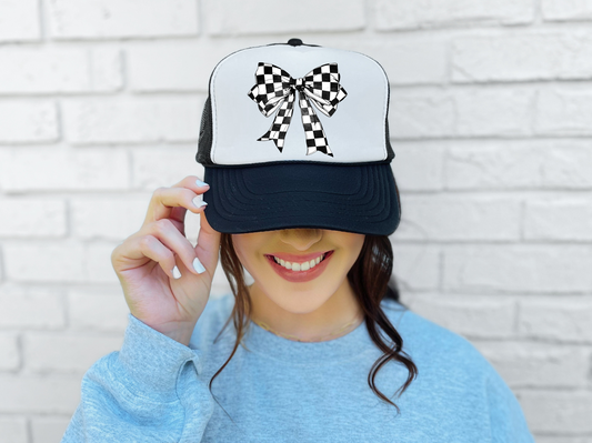 Checkered Bow Trucker Hat