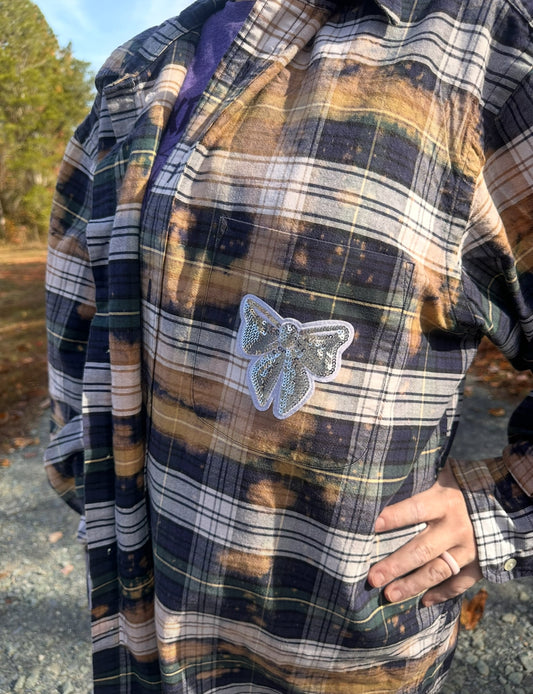 Sequin Bow Bleached Flannel LARGE