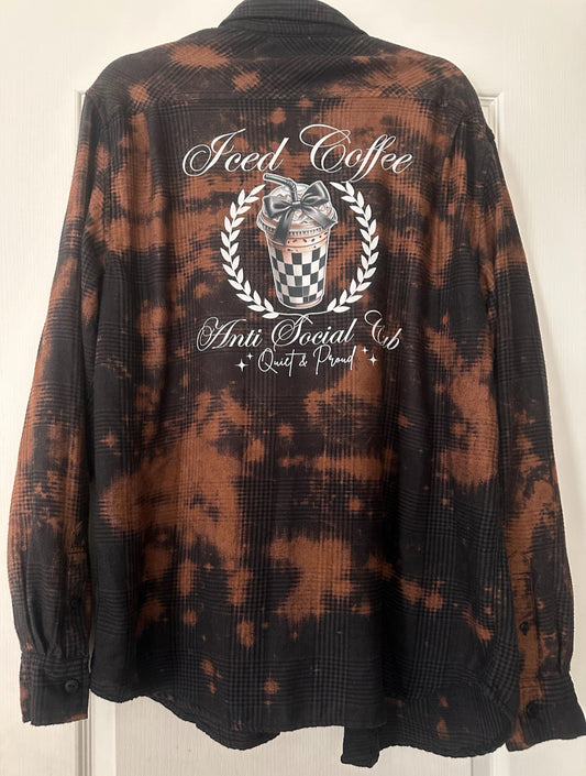 Iced Coffee Bleached Flannel Size LARGE