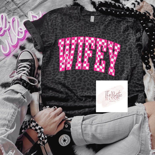 Wifey Black Leopard Tee