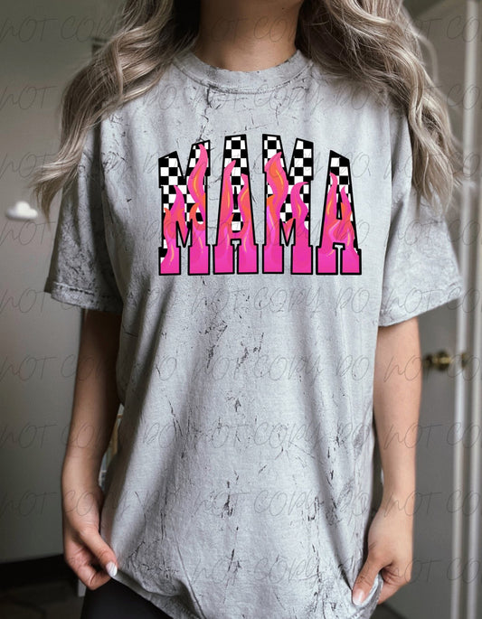 Mama Checkered Pink Flames