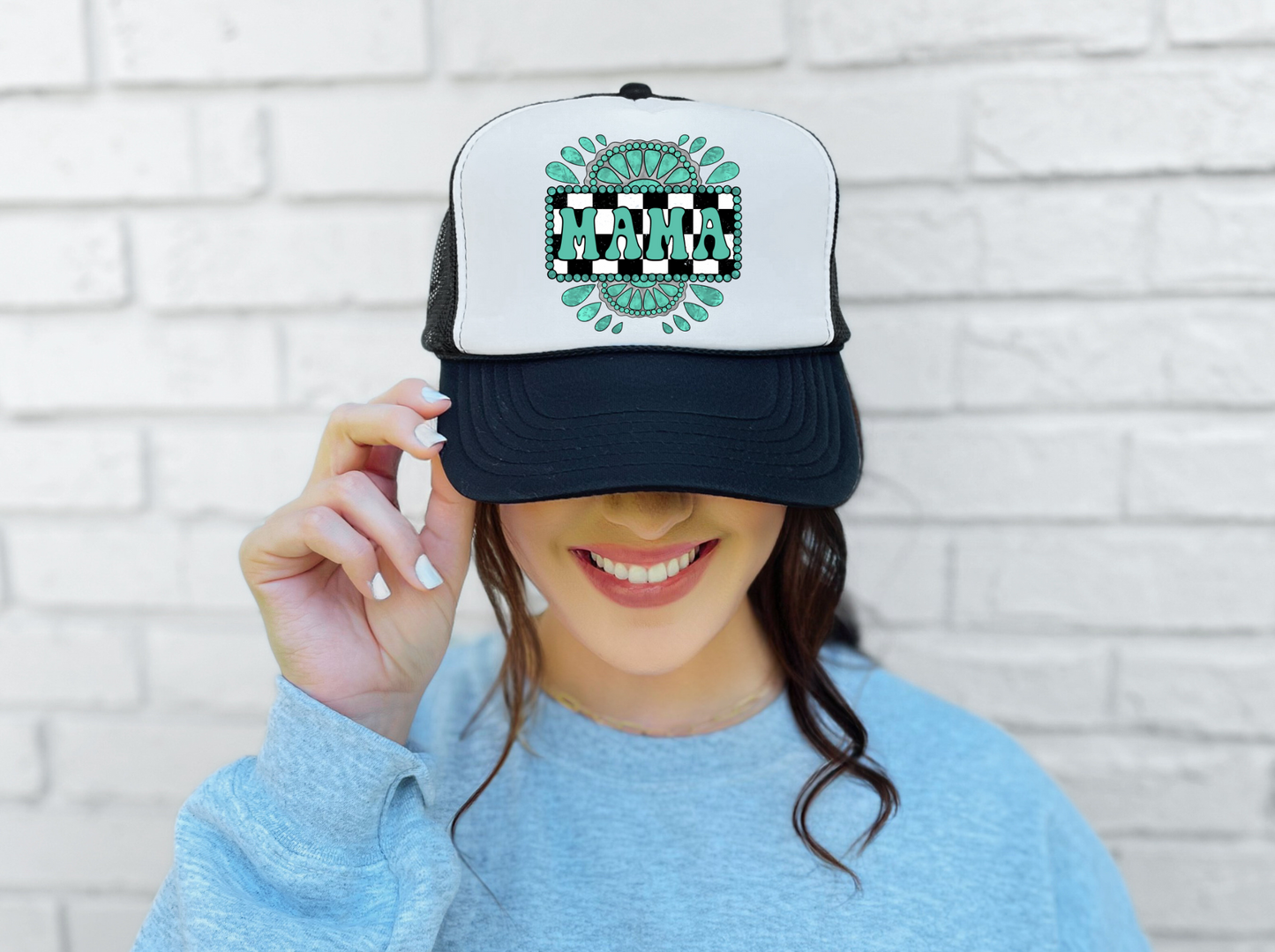 Turquoise Mama Trucker Hat