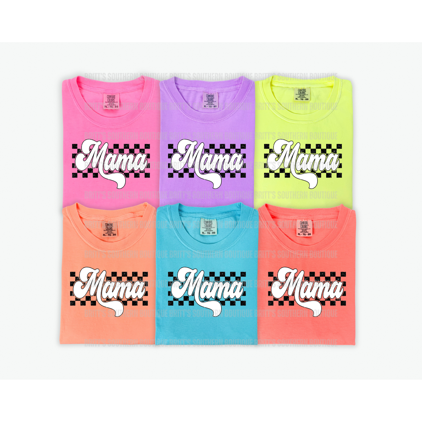 Mama Checkered Neon Tee