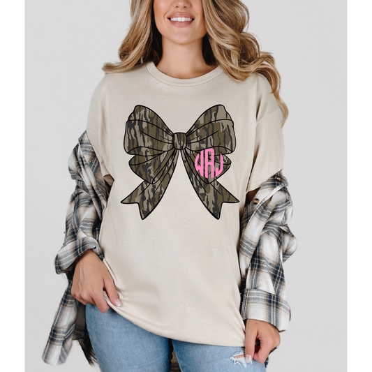 Camo Bow Monogram Tee