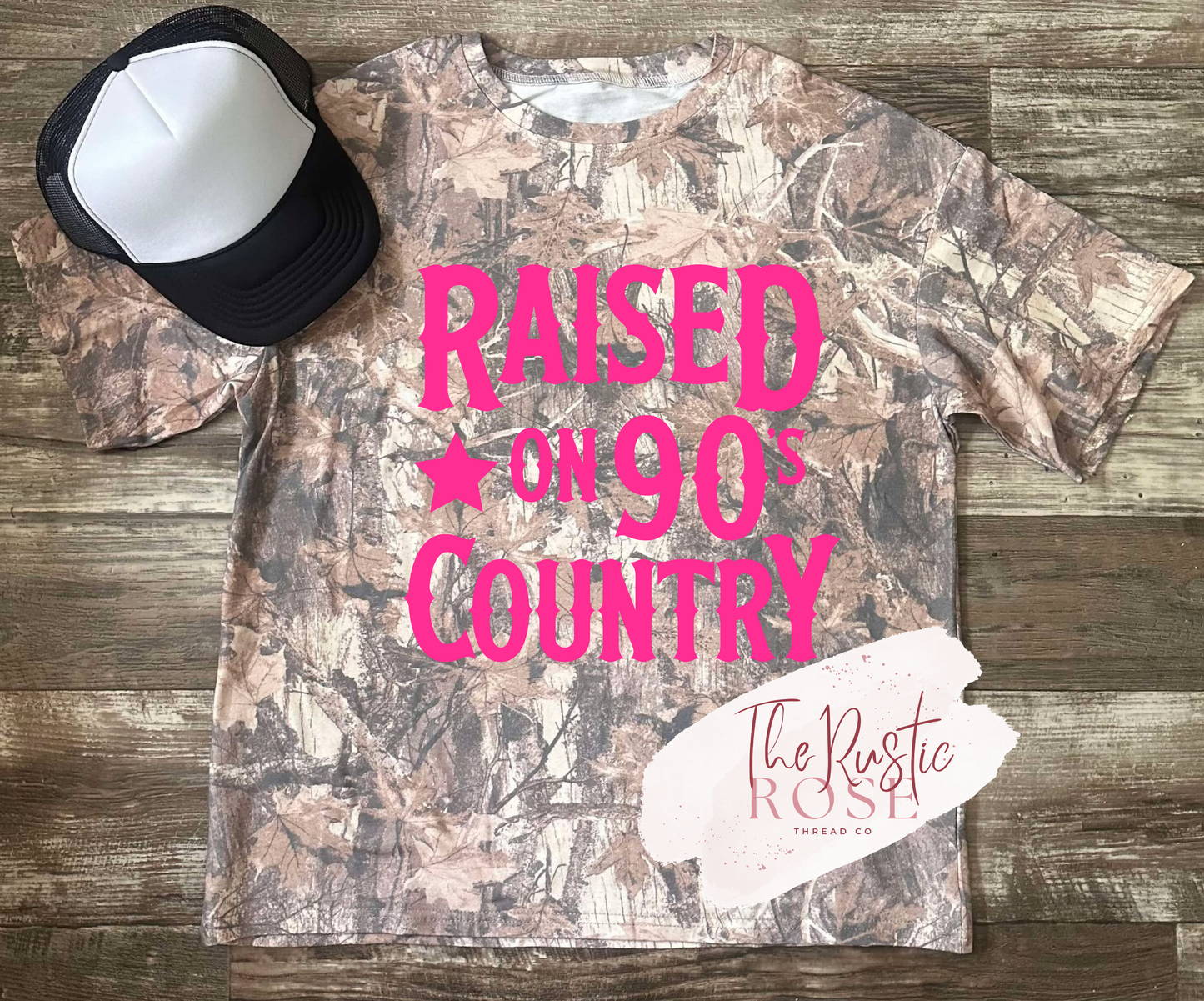 Vintage Wash Camo Raised on 90s Country Tee