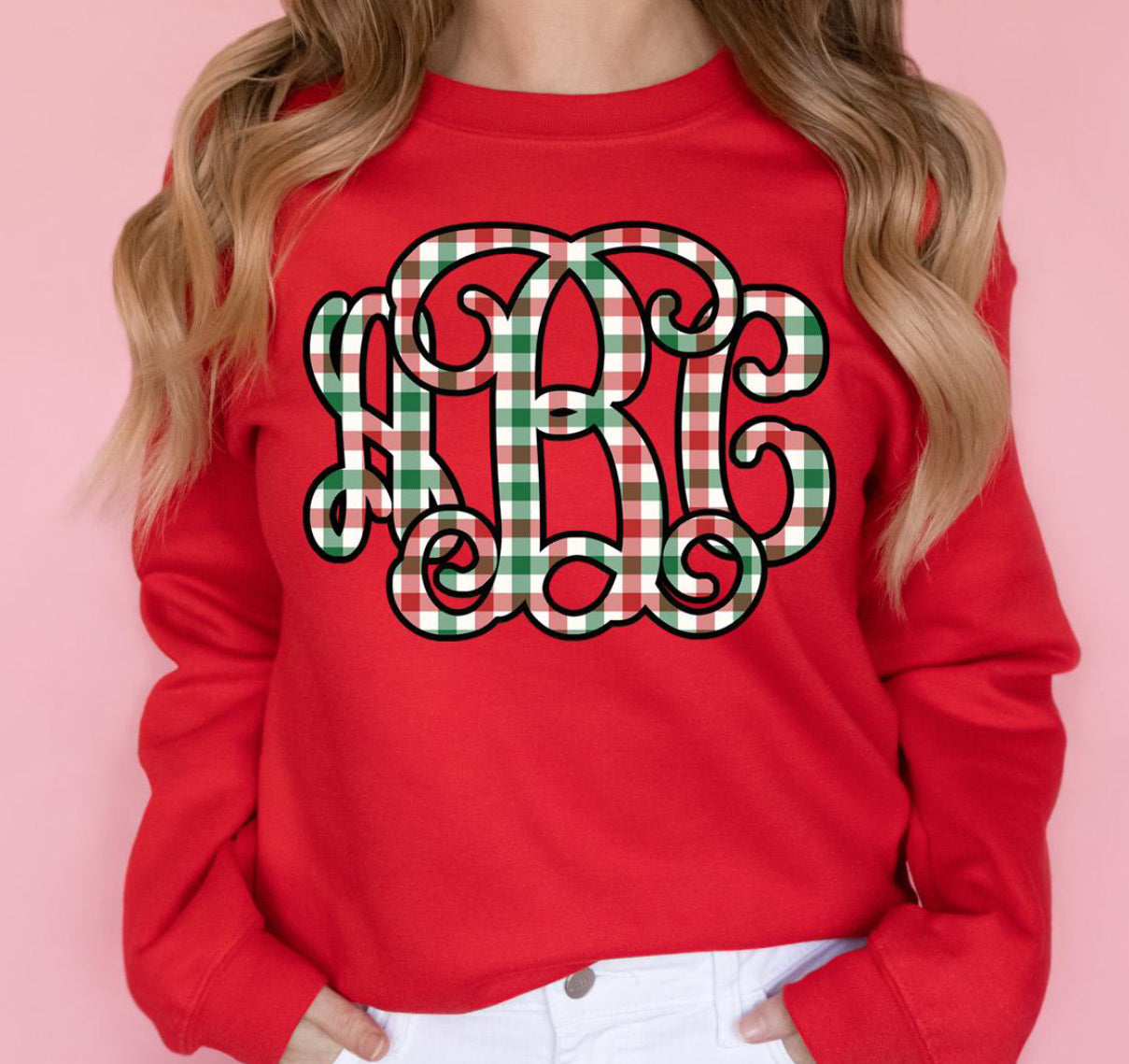 Gingham Monogram Crew