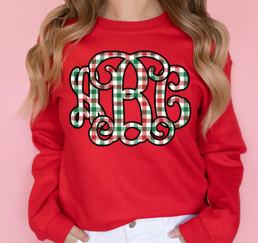 Gingham Monogram Crew