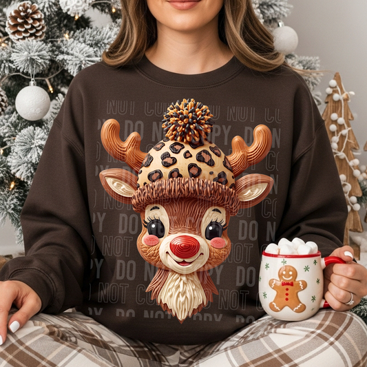 Reindeer Faux Design Sweatshirt