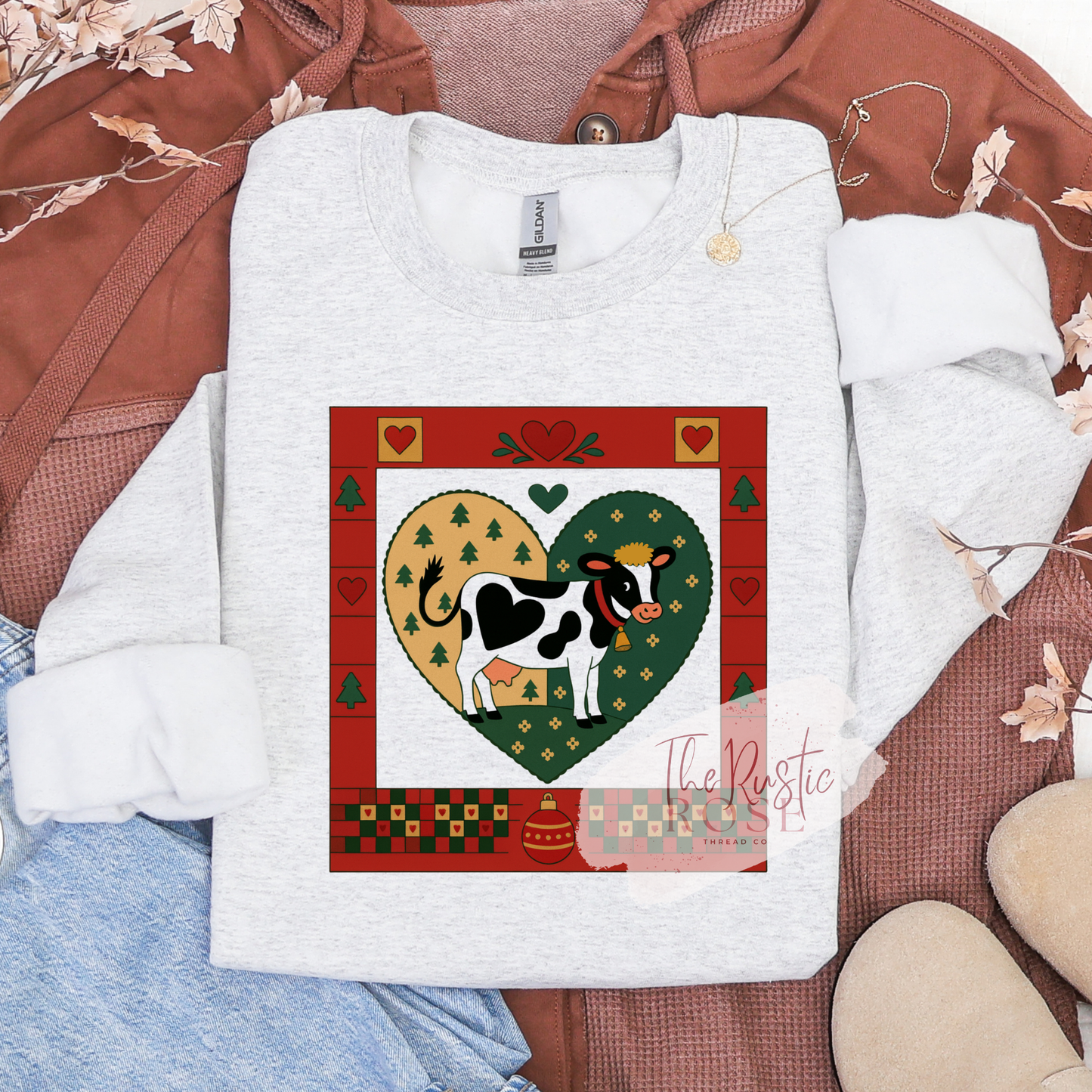 Vintage Christmas Cow Sweatshirt