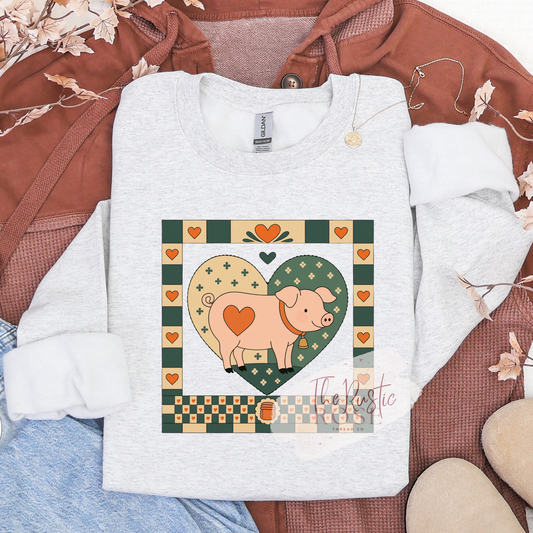 Vintage Farm Pig Sweatshirt