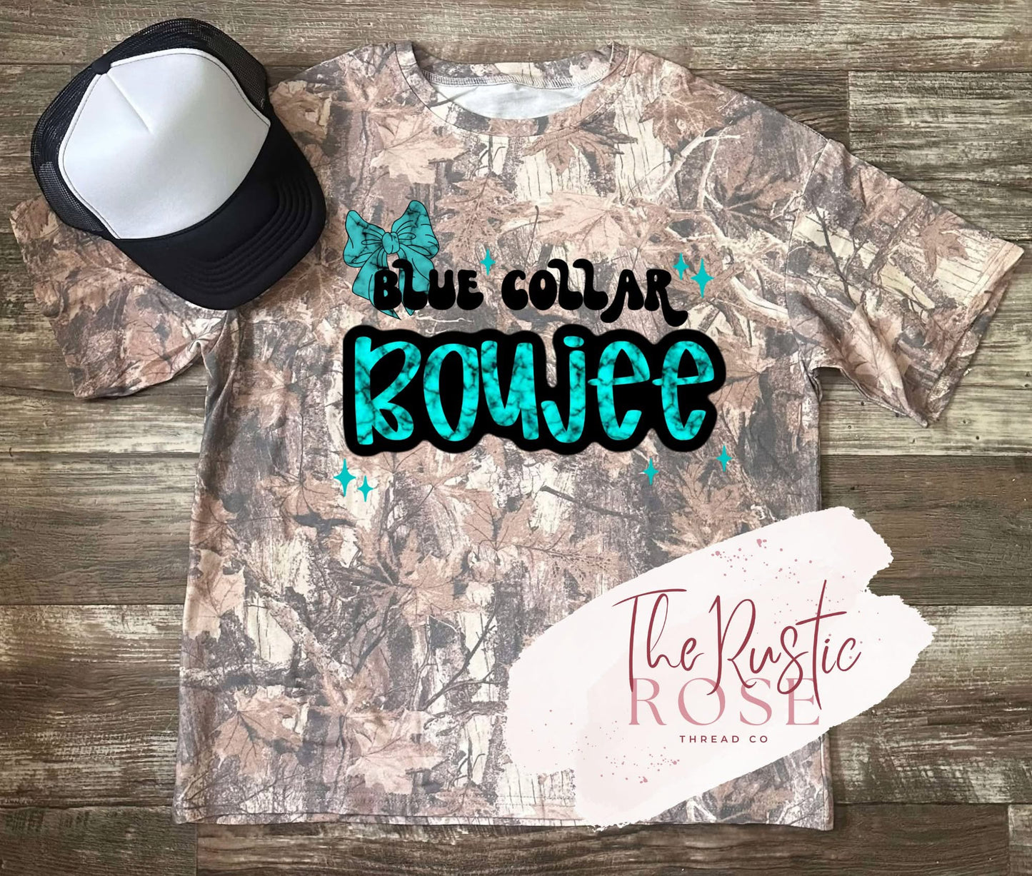 Vintage Wash Camo Blue Collar Boujee